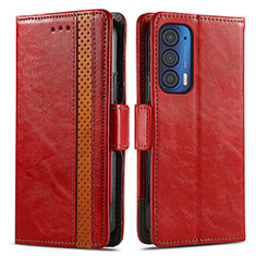 Coque Portefeuille Livre Cuir Etui Clapet S02D pour Motorola Moto Edge (2021) 5G Rouge