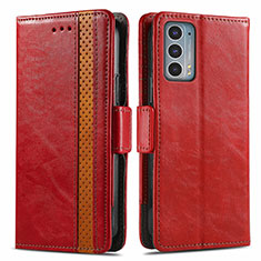 Coque Portefeuille Livre Cuir Etui Clapet S02D pour Motorola Moto Edge Lite 5G Rouge