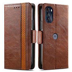 Coque Portefeuille Livre Cuir Etui Clapet S02D pour Motorola Moto G 5G (2022) Marron