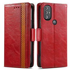 Coque Portefeuille Livre Cuir Etui Clapet S02D pour Motorola Moto G Play (2023) Rouge