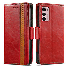 Coque Portefeuille Livre Cuir Etui Clapet S02D pour Motorola Moto G42 Rouge