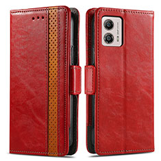 Coque Portefeuille Livre Cuir Etui Clapet S02D pour Motorola Moto G53 5G Rouge