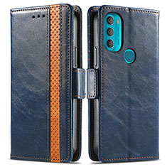 Coque Portefeuille Livre Cuir Etui Clapet S02D pour Motorola Moto G71 5G Bleu