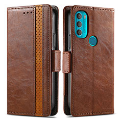 Coque Portefeuille Livre Cuir Etui Clapet S02D pour Motorola Moto G71 5G Marron