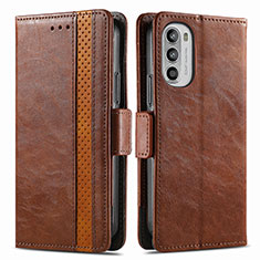 Coque Portefeuille Livre Cuir Etui Clapet S02D pour Motorola Moto G71s 5G Marron