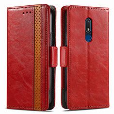 Coque Portefeuille Livre Cuir Etui Clapet S02D pour Nokia C3 Rouge