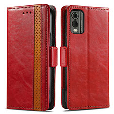 Coque Portefeuille Livre Cuir Etui Clapet S02D pour Nokia C32 Rouge