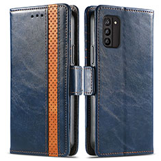 Coque Portefeuille Livre Cuir Etui Clapet S02D pour Nokia G100 Bleu