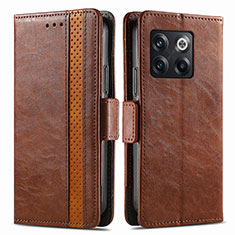 Coque Portefeuille Livre Cuir Etui Clapet S02D pour OnePlus 10T 5G Marron