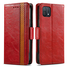 Coque Portefeuille Livre Cuir Etui Clapet S02D pour Oppo A16K Rouge