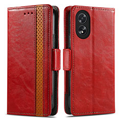 Coque Portefeuille Livre Cuir Etui Clapet S02D pour Oppo A18 Rouge