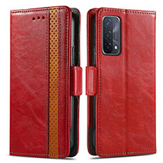 Coque Portefeuille Livre Cuir Etui Clapet S02D pour Oppo A74 5G Rouge