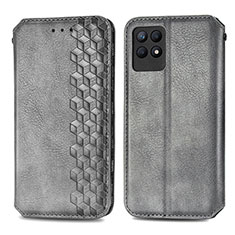 Coque Portefeuille Livre Cuir Etui Clapet S02D pour Realme 8i Gris