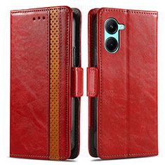 Coque Portefeuille Livre Cuir Etui Clapet S02D pour Realme C33 (2023) Rouge