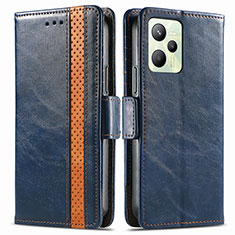 Coque Portefeuille Livre Cuir Etui Clapet S02D pour Realme C35 Bleu