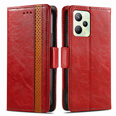 Coque Portefeuille Livre Cuir Etui Clapet S02D pour Realme C35 Rouge