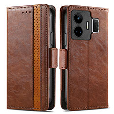 Coque Portefeuille Livre Cuir Etui Clapet S02D pour Realme GT5 5G Marron