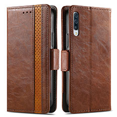 Coque Portefeuille Livre Cuir Etui Clapet S02D pour Samsung Galaxy A70 Marron