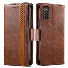 Coque Portefeuille Livre Cuir Etui Clapet S02D pour Samsung Galaxy M02s Marron