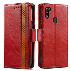 Coque Portefeuille Livre Cuir Etui Clapet S02D pour Samsung Galaxy M21 Rouge