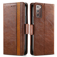 Coque Portefeuille Livre Cuir Etui Clapet S02D pour Samsung Galaxy Note 20 5G Marron