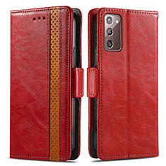 Coque Portefeuille Livre Cuir Etui Clapet S02D pour Samsung Galaxy Note 20 5G Rouge