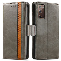 Coque Portefeuille Livre Cuir Etui Clapet S02D pour Samsung Galaxy S20 FE 4G Gris