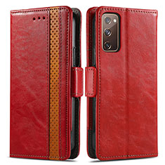 Coque Portefeuille Livre Cuir Etui Clapet S02D pour Samsung Galaxy S20 FE 5G Rouge