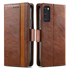 Coque Portefeuille Livre Cuir Etui Clapet S02D pour Samsung Galaxy S20 Plus Marron