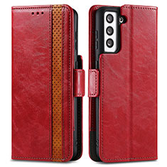 Coque Portefeuille Livre Cuir Etui Clapet S02D pour Samsung Galaxy S21 Plus 5G Rouge