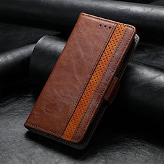 Coque Portefeuille Livre Cuir Etui Clapet S02D pour Samsung Galaxy S21 Ultra 5G Marron