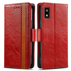 Coque Portefeuille Livre Cuir Etui Clapet S02D pour Sharp Aquos wish3 Rouge