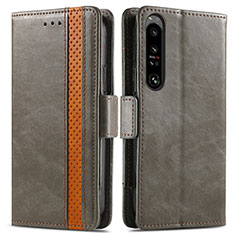 Coque Portefeuille Livre Cuir Etui Clapet S02D pour Sony Xperia 1 IV Gris