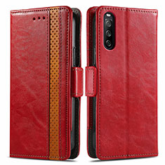 Coque Portefeuille Livre Cuir Etui Clapet S02D pour Sony Xperia 10 III SO-52B Rouge