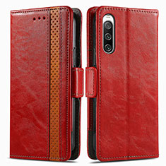 Coque Portefeuille Livre Cuir Etui Clapet S02D pour Sony Xperia 10 IV SO-52C Rouge