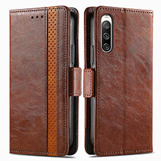 Coque Portefeuille Livre Cuir Etui Clapet S02D pour Sony Xperia 10 V Marron