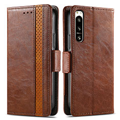 Coque Portefeuille Livre Cuir Etui Clapet S02D pour Sony Xperia 5 IV Marron