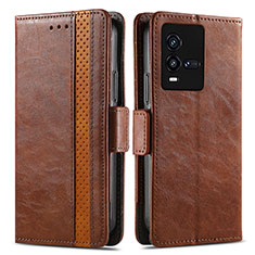 Coque Portefeuille Livre Cuir Etui Clapet S02D pour Vivo iQOO 9T 5G Marron