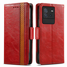 Coque Portefeuille Livre Cuir Etui Clapet S02D pour Vivo iQOO Neo6 5G Rouge