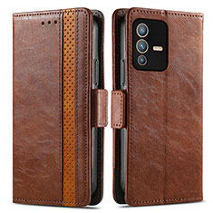 Coque Portefeuille Livre Cuir Etui Clapet S02D pour Vivo V23 5G Marron