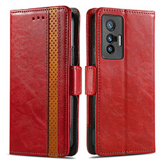 Coque Portefeuille Livre Cuir Etui Clapet S02D pour Vivo X70t Rouge