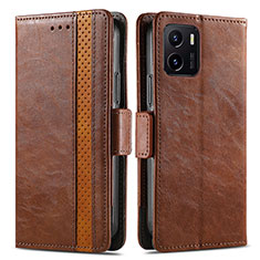 Coque Portefeuille Livre Cuir Etui Clapet S02D pour Vivo Y15C Marron