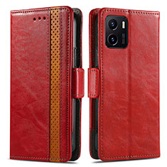 Coque Portefeuille Livre Cuir Etui Clapet S02D pour Vivo Y32t Rouge