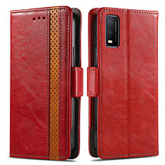 Coque Portefeuille Livre Cuir Etui Clapet S02D pour Vivo Y3s (2021) Rouge