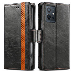 Coque Portefeuille Livre Cuir Etui Clapet S02D pour Vivo Y55s 5G Noir