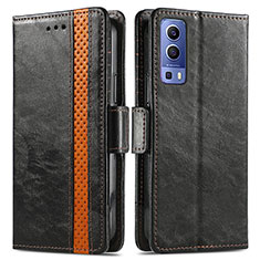 Coque Portefeuille Livre Cuir Etui Clapet S02D pour Vivo Y75s 5G Noir