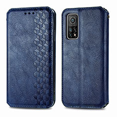 Coque Portefeuille Livre Cuir Etui Clapet S02D pour Xiaomi Mi 10T 5G Bleu