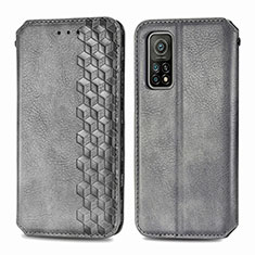 Coque Portefeuille Livre Cuir Etui Clapet S02D pour Xiaomi Mi 10T Pro 5G Gris