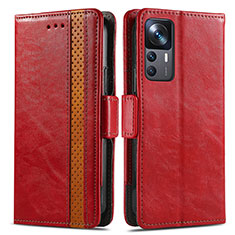 Coque Portefeuille Livre Cuir Etui Clapet S02D pour Xiaomi Mi 12T 5G Rouge