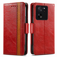 Coque Portefeuille Livre Cuir Etui Clapet S02D pour Xiaomi Mi 13T 5G Rouge